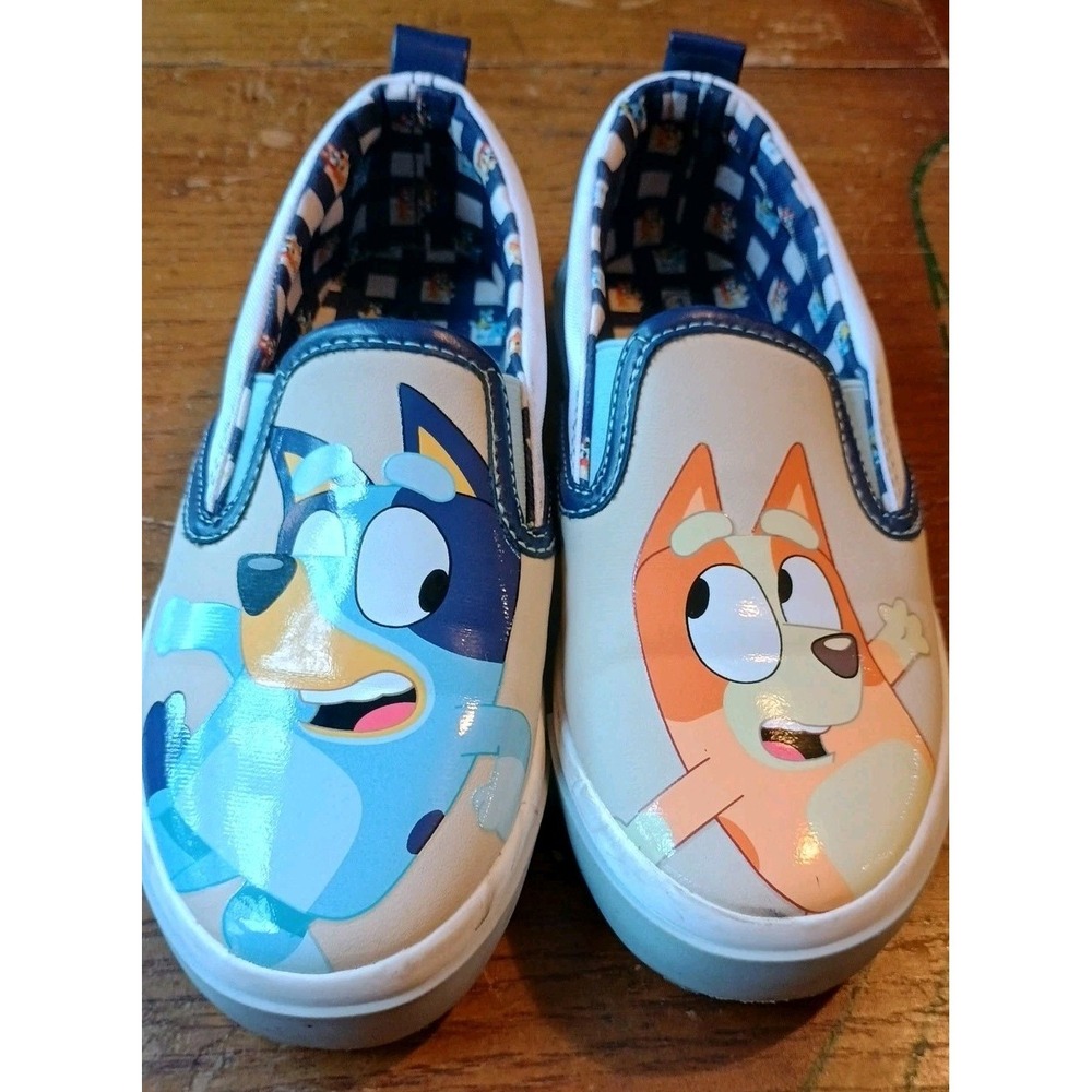 Ground Beige Bluey Cartoon Slip-On Canvas Unisex Kids Shoes  Lightweight Sz 1